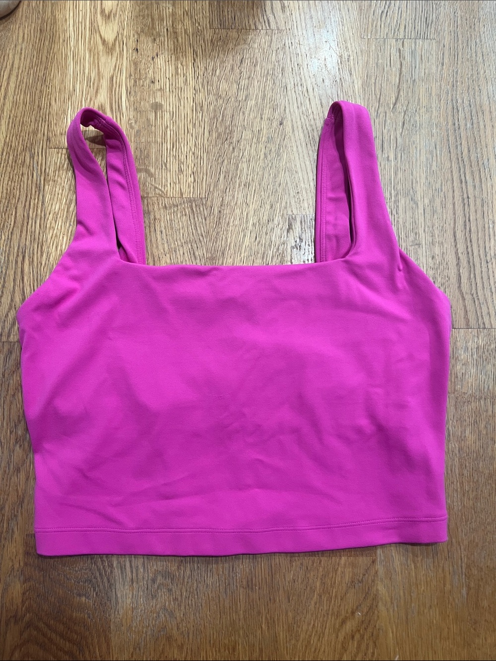 Fuchsia Square Neck Athletic Crop Tank